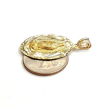 Load image into Gallery viewer, 14k yellow gold oval virgin Mary Guadalupe religious pendant diamond cut 3.8g
