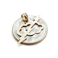 Load image into Gallery viewer, New 14k yellow gold cloud lightning bolt pendant charm gift fine jewelry 1g
