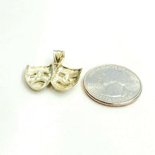 Load image into Gallery viewer, 10k yellow gold happy &amp; sad face theater pendant fine gift jewelry unisex 2.4g
