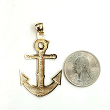 Load image into Gallery viewer, New 14k yellow Gold anchor Pendant polished charm gift fine jewelry 4.1g
