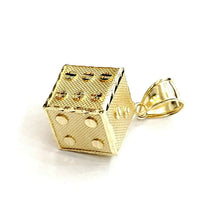 Load image into Gallery viewer, 10k yellow Gold 3D dice Pendant charm diamond cut gamble Vegas fine jewelry 6.8g
