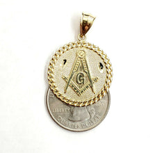 Load image into Gallery viewer, New 10k yellow solid Gold freemason Masonic Pendant religious jewelry 0.97" 4g
