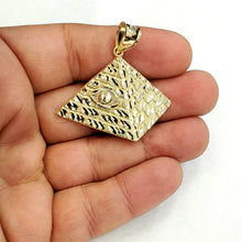 Load image into Gallery viewer, 10k yellow solid Gold Egyptian pyramid eye Pendant diamond cut fine jewelry 6.4g
