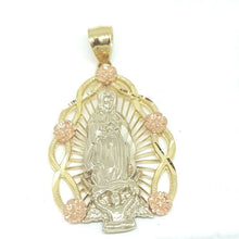 Load image into Gallery viewer, 14k 3 color gold virgin Mary Guadalupe pendant charm gift religious jewelry 7.1g
