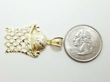 Load image into Gallery viewer, 10k yellow gold basketball net hoop pendant charm sport fine gift jewelry 2.7g
