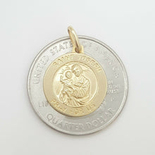 Load image into Gallery viewer, 14k solid yellow gold round saint Joseph pendant fine religious jewelry 0.60" 2g
