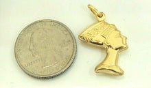 Load image into Gallery viewer, 14k yellow Gold 3D hollow egyptian queen nefertiti head Pendant fine gift 2.1g
