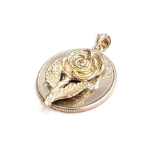 Load image into Gallery viewer, New 14k yellow solid Gold rose flower Pendant charm gift fine jewelry 3.4g
