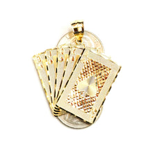 Load image into Gallery viewer, 14k yellow Gold royal flush spade A K Q J 10 poker cards Pendant jewelry 8.2g
