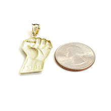 Load image into Gallery viewer, 10k yellow gold fist BLM black lives matter pendant charm jewelry unisex 2.7g
