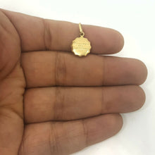 Load image into Gallery viewer, 14k yellow gold round hollow baptism bautizo pendant charm jewelry 0.47" 1.1g
