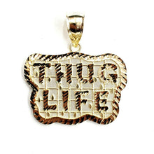 Load image into Gallery viewer, New 10k yellow Gold Thug Life word Pendant charm diamond cut fine jewelry 8.3g
