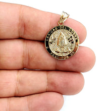Load image into Gallery viewer, 10k yellow gold round virgin Caridad del Cobre pendant fine jewelry 0.86" 2.5g
