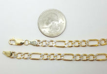 Load image into Gallery viewer, 10K two-tone Gold hollow Figaro Link Chain 5.85mm fine gift jewelry 24" 14.7g
