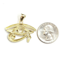 Load image into Gallery viewer, 10k yellow Gold Egyptian eye of Horus protection Pendant fine gift jewelry 3.9g
