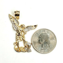 Load image into Gallery viewer, 14k Two tone gold saint Michael pendant charm fine religious gift jewelry 4.3g
