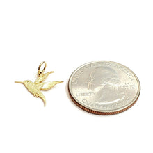 Load image into Gallery viewer, 14k yellow Gold tiny hummingbird Pendant charm fine gift jewelry for her 0.5g
