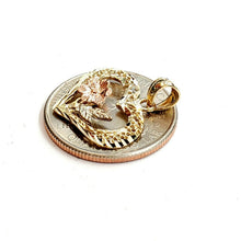 Load image into Gallery viewer, 14k 3 color solid Gold heart rose flower Pendant charm fine love jewelry 1.4g
