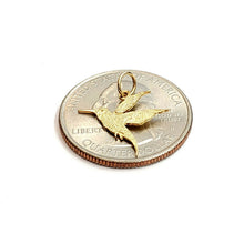 Load image into Gallery viewer, 14k yellow Gold tiny hummingbird Pendant charm fine gift jewelry for her 0.5g
