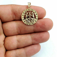 Load image into Gallery viewer, 14k yellow Gold round Gemini zodiac astrology Pendant charm fine jewelry 2.9g
