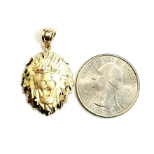 Load image into Gallery viewer, 14k yellow solid Gold lion Leo head face Pendant charm fine gift jewelry 3.1g
