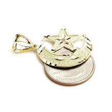 Load image into Gallery viewer, 10k yellow gold moon and star pendant charm diamond cut astronomy jewelry 2.7g
