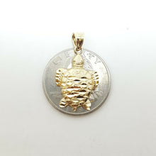 Load image into Gallery viewer, New 14k yellow gold turtle full body pendant charm diamond cut fine jewelry 1.7g
