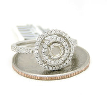 Load image into Gallery viewer, 0.37Ct Natural Diamond 14k White Gold Semi Mount halo Ring round center size 6.5
