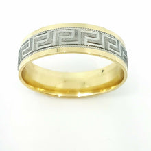 Load image into Gallery viewer, Men Women new 10K Greek key two tone Gold Wedding Band Comfort Fit 6MM Size 8
