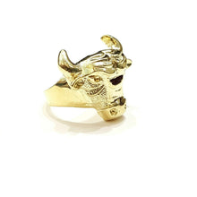 Load image into Gallery viewer, 10k yellow gold bull head zodiac Taurus men&#39;s Ring diamond cut jewelry Size 9
