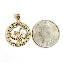 Load image into Gallery viewer, 10k yellow Gold scorpion zodiac sign round Pendant charm fine gift jewelry 2.5g
