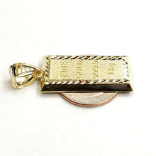 Load image into Gallery viewer, New 10k Yellow Gold 999.9 fine gold bar brick bar Pendant charm diamond cut 3.5g
