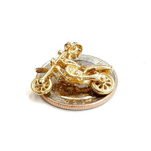 Load image into Gallery viewer, 14k yellow Gold 3D motorcycle Pendant charm sport bikers gift fine jewelry 3.8g
