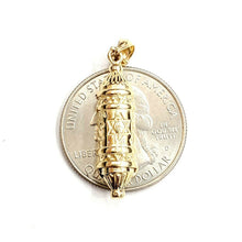 Load image into Gallery viewer, New 14k yellow gold 3D mezuzah star of David kabbalah Jewish Torah pendant 4.3g

