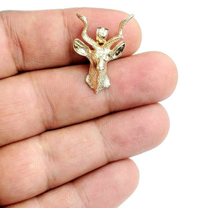 14k yellow Gold 3D deer buck male head Hunting Pendant charm gift jewelry 4.7g