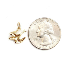 Load image into Gallery viewer, New 14k yellow Gold Tiny Dove bird Pendant charm love gift fine jewelry 0.9g
