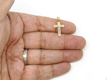 Load image into Gallery viewer, New 14k two tone gold cross Jesus pendant charm fine gift religious jewelry 1.1g

