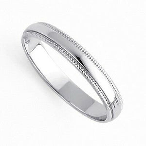 Men's Women's Solid 14K White Gold Milgrain Wedding Ring Band jewelry 3MM Size 5