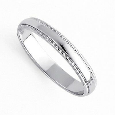 Men's Women's Solid 14K White Gold Milgrain Wedding Ring Band jewelry 3MM Size 5