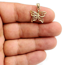 Load image into Gallery viewer, New 14k yellow Gold butterfly Pendant charm filigree gift fine jewelry 1.1g
