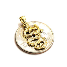 Load image into Gallery viewer, New 14k yellow Gold 3D dragon Pendant charm solid lucky gift fine jewelry 1.5g
