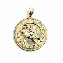 Load image into Gallery viewer, New 14k yellow Gold round lion Leo zodiac sign Pendant charm fine jewelry 2.6g
