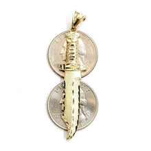 Load image into Gallery viewer, New 10k yellow Gold dagger knife Pendant charm fine gift jewelry for men 3.5g
