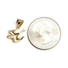 Load image into Gallery viewer, New 14k yellow Gold Tiny Dove bird Pendant charm love gift fine jewelry 1.1g
