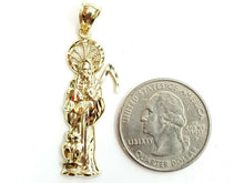 Load image into Gallery viewer, 10k yellow gold Santa Muerte holy death Pendant fine gift jewelry unisex 2.3g
