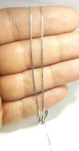 New 14K white Gold 0.80mm Square Box Chain Necklace fine gift jewelry 2.5g 24"