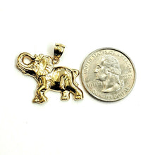 Load image into Gallery viewer, 14k yellow Gold elephant Pendant charm unisex fine gift good luck jewelry 3.5g
