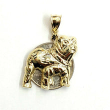 Load image into Gallery viewer, 10k yellow Gold bulldog full body Pendant charm diamond cut fine jewelry 3.6g
