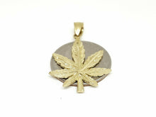 Load image into Gallery viewer, New 14k yellow gold marijuana leaf weed pendant charm fine gift jewelry 2.6g
