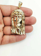 Load image into Gallery viewer, 10k yellow gold Jesus face head pendant charm fine men's religious jewelry 12.6g
